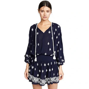 Ramy Brook Katana Coverup Mini Dress Women's Size M Navy Blue Embellished